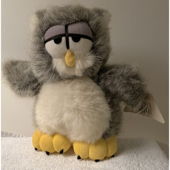 Dakin Gray Wise OWL 1993 Plush Stuffed Animal Toy 9" Vintage New With Tags - Picture 1 of 11